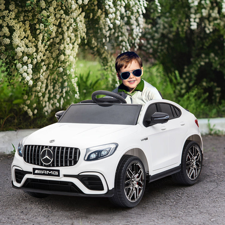Mercedes AMG Carro elétrico para crianças de a partir de 3 anos com controle remoto com música e luzes Carga 30kg Branco 115x70x55cm