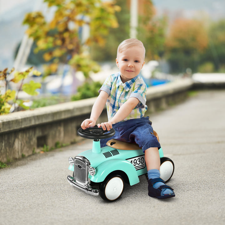 Carro Andador para Bebé de 12 a 36 Meses Carro Andador sem Pedais com Buzina Compartimento de Armazenamento e Volante para Interior e Exterior 58x27x35 cm Verde Menta
