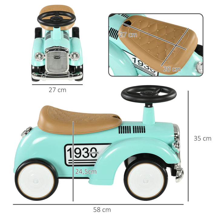 Carro Andador para Bebé de 12 a 36 Meses Carro Andador sem Pedais com Buzina Compartimento de Armazenamento e Volante para Interior e Exterior 58x27x35 cm Verde Menta