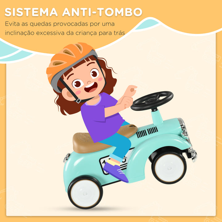 Carro Andador para Bebé de 12 a 36 Meses Carro Andador sem Pedais com Buzina Compartimento de Armazenamento e Volante para Interior e Exterior 58x27x35 cm Verde Menta