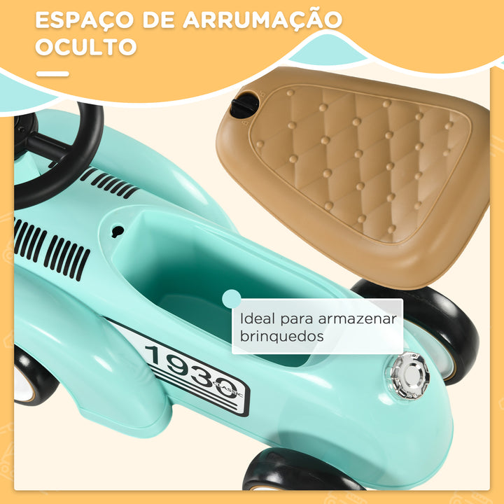 Carro Andador para Bebé de 12 a 36 Meses Carro Andador sem Pedais com Buzina Compartimento de Armazenamento e Volante para Interior e Exterior 58x27x35 cm Verde Menta
