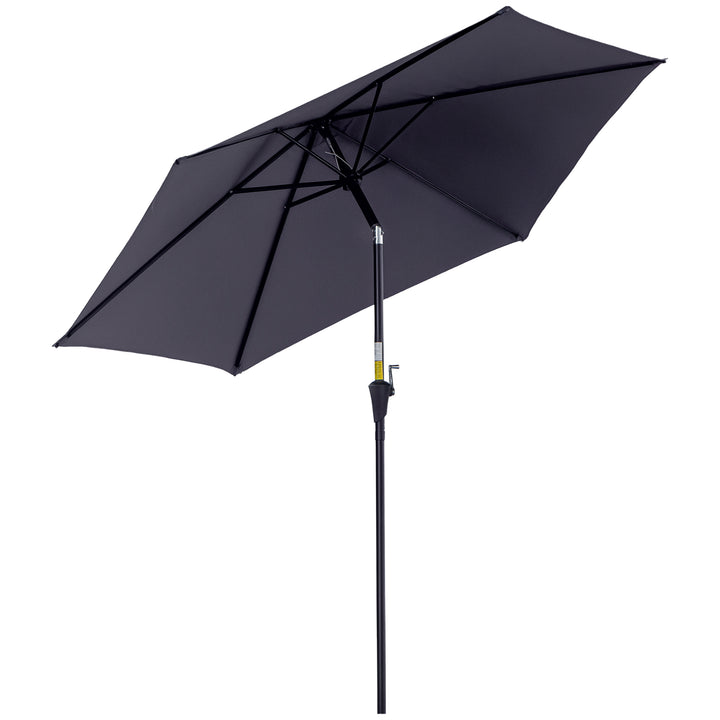 Chapéu de Sol de Jardim Ø270x235cm Chapéu de Sol de Alumínio Reclinável com Manivela e 6 Hastes para Terraço Exterior Balcão Cinza
