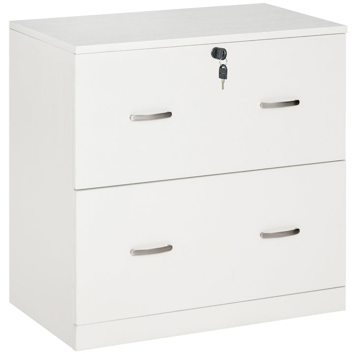 Armário de Arquivos com Gavetas para Escritório para Documentos em Tamanho A4 Fechadura e 2 Chaves para Estúdio Escritório 74x42x72cm Branco