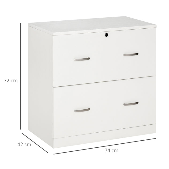 Armário de Arquivos com Gavetas para Escritório para Documentos em Tamanho A4 Fechadura e 2 Chaves para Estúdio Escritório 74x42x72cm Branco