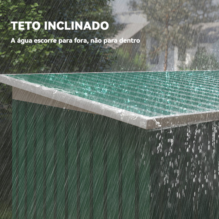 Barracão de jardim tipo galpão de metal para armazenamento de ferramentas 277x130x173cm Aço verde
