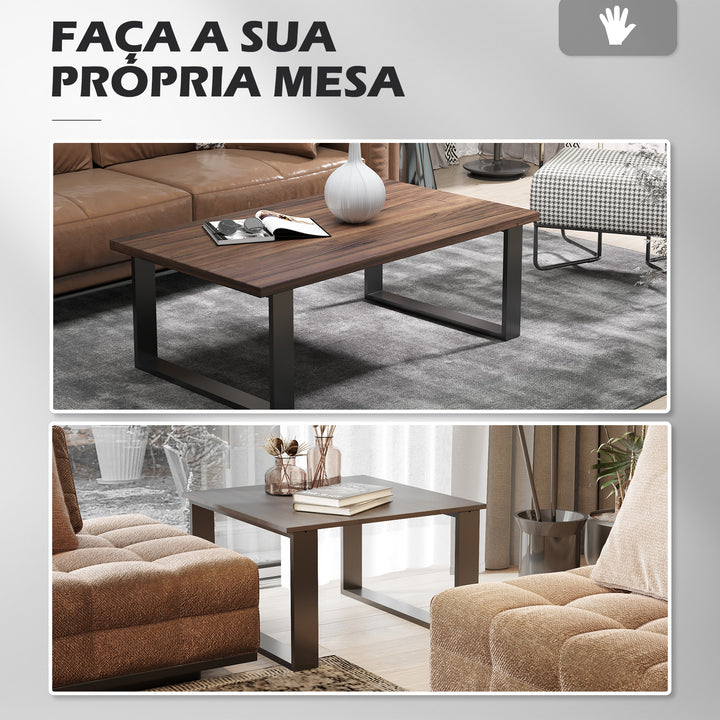 Conjunto de 2 Pés para Mesa de Aço 70x8x41 cm Pernas Quadradas de Mesa para Móveis de Bricolage Estilo Industrial com Parafusos e Protetores de Chão Preto