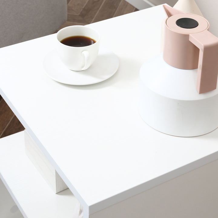 Mesa Auxiliar Madeira Branco 50 x 50 x 50 cm