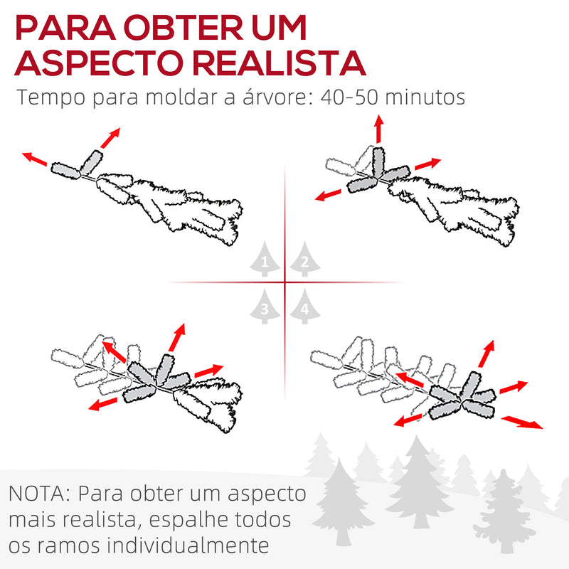 Árvore de Natal Ø116x180 cm Neve Artificial com 627 Pontas de PVC Base Dobrável e Suporte de Metal Decoração de Natal para Interiores Verde e Branco