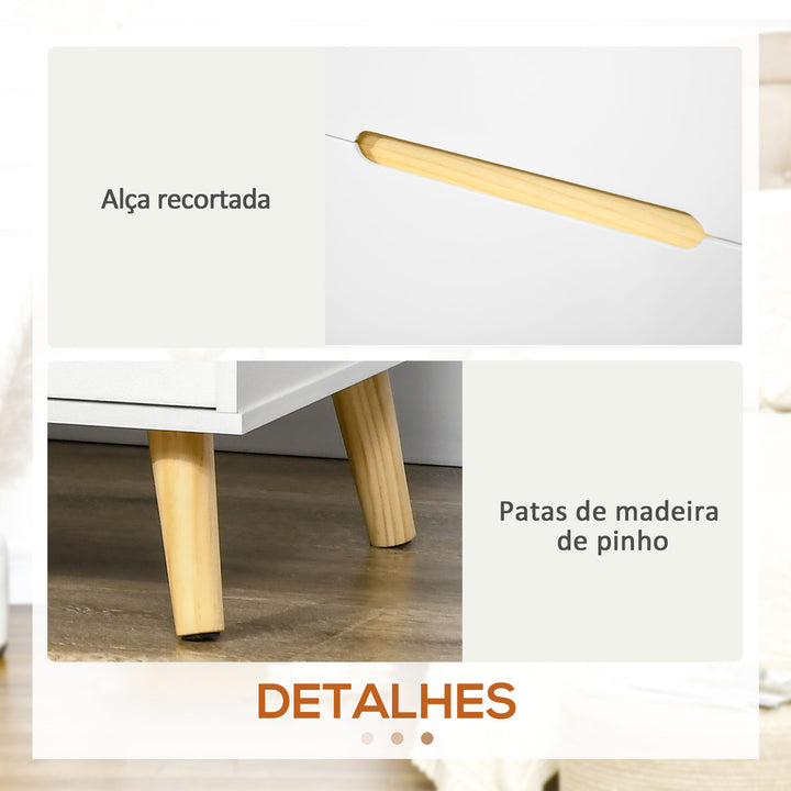 Mesa de Cabeceira com 2 Gavetas e Pés de Madeira Mesa de Cabeceira para Dormitório Escritório Estilo Moderno 50x40x50,5cm Branco