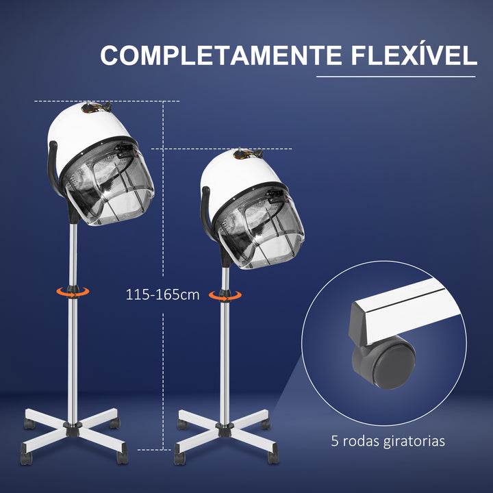 Secador de Cabelo de Coluna de Cabeleireiro com Pé e Viseira 1180 W Temperatura máxima de 70°C Branco