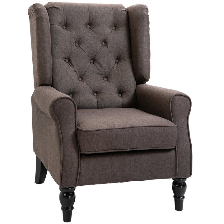 Poltrona de Sala de Estar Poltrona Moderna para Dormitório com Pés de Madeira Poltrona Individual Carga 160 kg para Escritório 74x86x102 cm Marrom