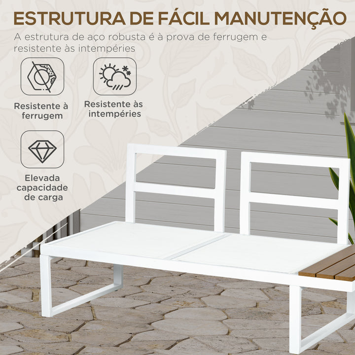Conjunto de Móveis de Jardim 4 Peças Jogo de Móveis de Terraço Inclui 2 Sofás Duplos 1 Sofá de Canto Reclinável e Mesa de Centro com Almofadas para Pátio Creme