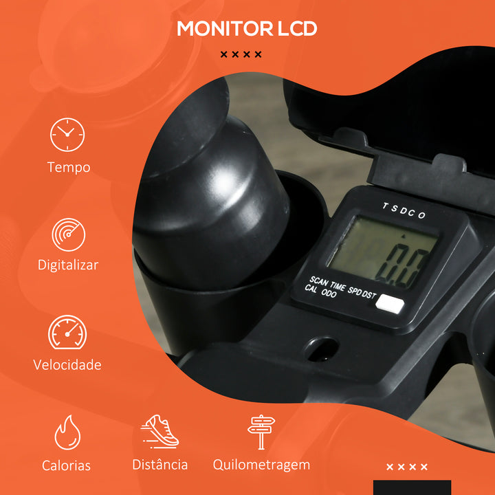 Bicicleta Estática com Ecrã LCD Assento e Guiador Ajustáveis Volante 4 kg e Porta Garrafa 93x48,5x102-112 cm Vermelho e Preto