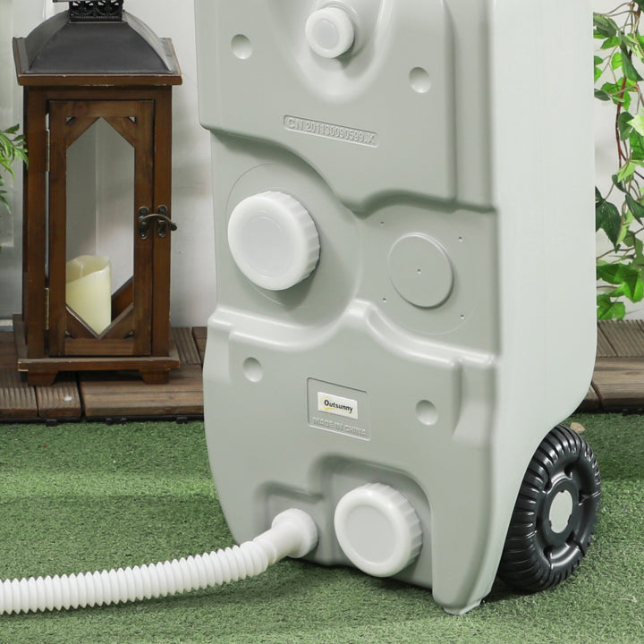 Depósito de Água 40 L com Rodas Depósito de Água Portátil com Pega Metálica e Torneira para Caravanas Autocaravanas Campismo ao Ar Livre 37x23x80 cm Cinzento