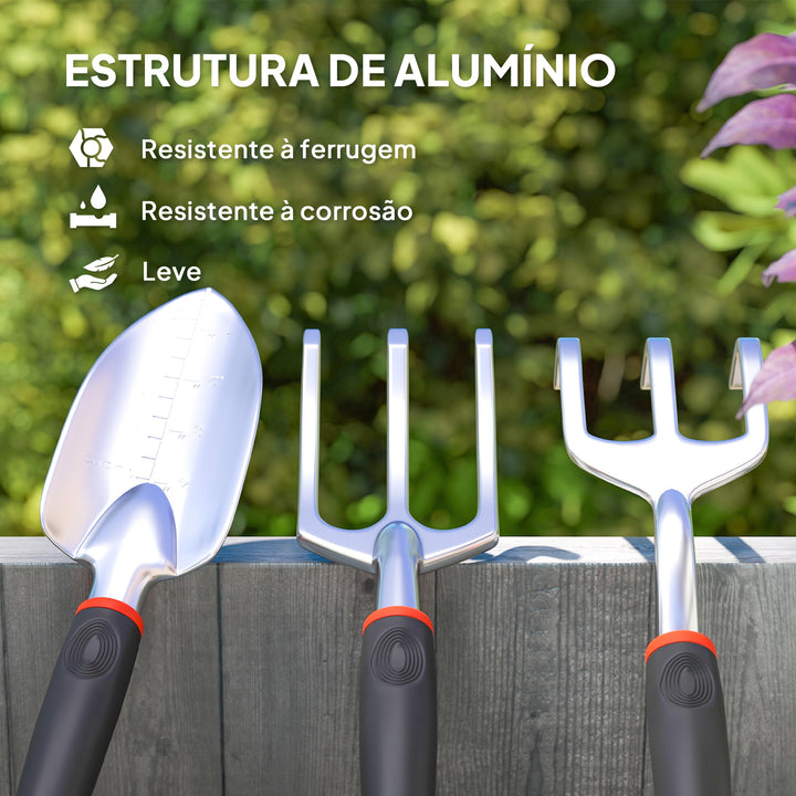 Conjunto de Ferramentas para Jardim de 9 Peças Conjunto de Ferramentas de Jardinagem em Alumínio com Tesouras de Podar com Bloqueio Seguro e Bolsa de Jardim Verde e Preto