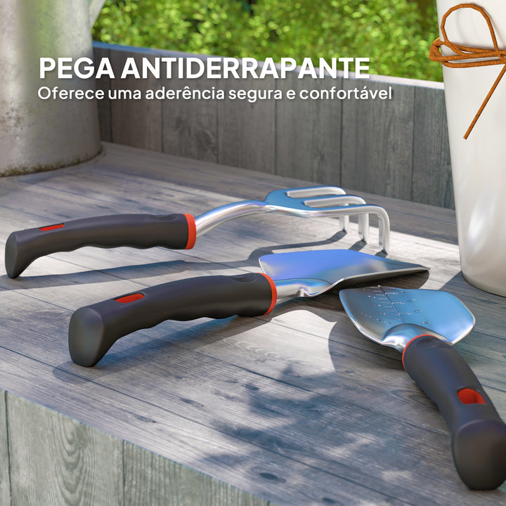 Conjunto de Ferramentas para Jardim de 9 Peças Conjunto de Ferramentas de Jardinagem em Alumínio com Tesouras de Podar com Bloqueio Seguro e Bolsa de Jardim Verde e Preto