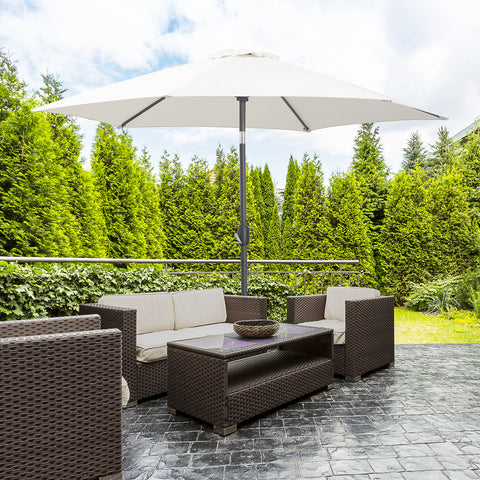 Guarda-Sol Reclinável com Manivela de Alumínio com Tela de Poliéster para Jardím Pátio Terraço - F270x235 cm