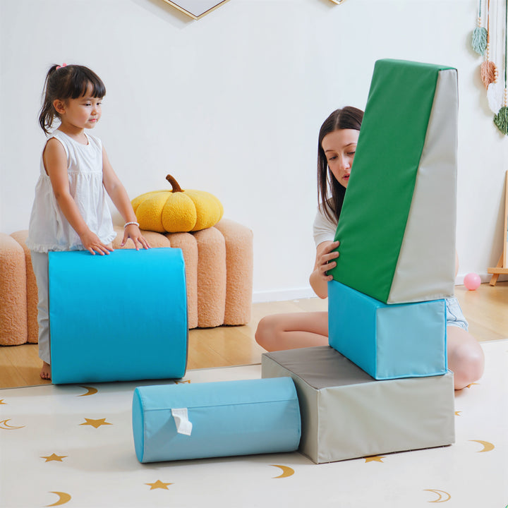 Conjunto de 5 Blocos de Psicomotricidade para Crianças Blocos de Construção Figuras de Construção Brinquedo de Aprendizagem para Escalar Gatear Multicor