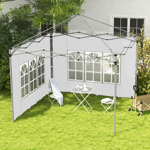 2 Painéis Laterais para Tenda de 3x3 / 3x4 m 295x195 cm Parede de Substituição de Tecido Oxford para Tendas Dobráveis com Janela para Jardim Exterior Festas Branco