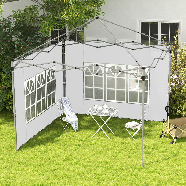 2 Painéis Laterais para Tenda de 3x3 / 3x4 m 295x195 cm Parede de Substituição de Tecido Oxford para Tendas Dobráveis com Janela para Jardim Exterior Festas Branco