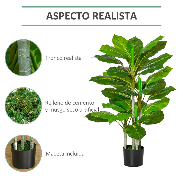 Planta Artificial de 95cm com 33 Folhas Realistas em Vaso de Cimento Planta Imitação Folha Perene Interior e Exterior para Decoração Verde