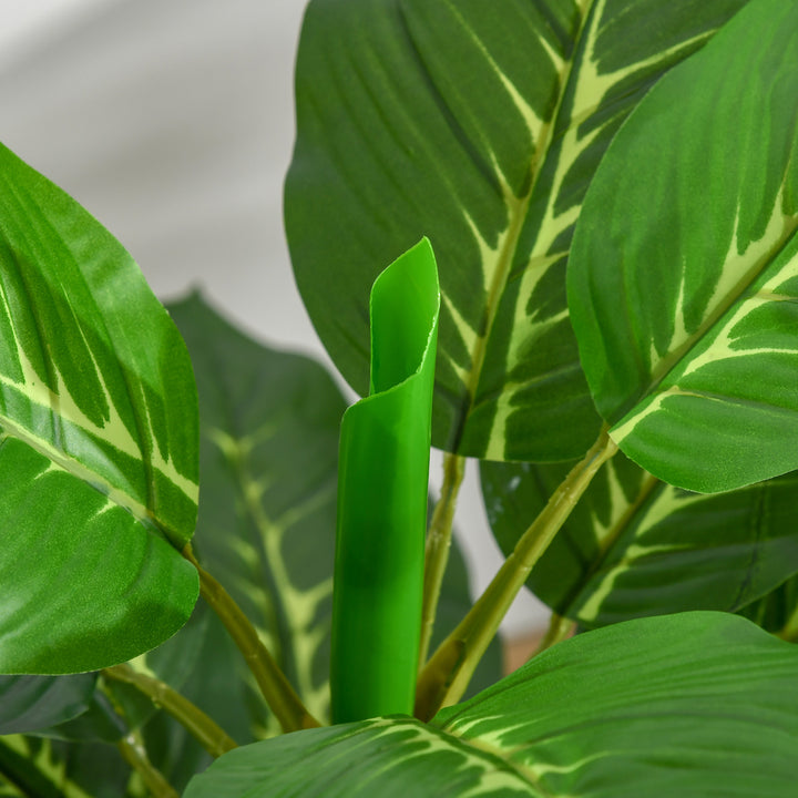 Planta Artificial de 95cm com 33 Folhas Realistas em Vaso de Cimento Planta Imitação Folha Perene Interior e Exterior para Decoração Verde