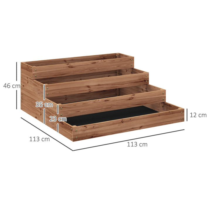 Floreira de Madeira Elevada de 4 Níveis Floreira Exterior Grande com Design em Escada Horta Urbana para Cultivos Plantas e Flores para Pátio e Varanda 113x113x46 cm Castanho Escuro