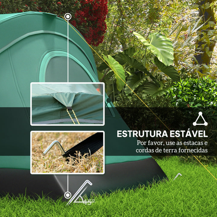 Tenda de Campismo para 5-6 Pessoas Impermeável 3000mm+ Anti UV com Bolsa de Transporte e Gancho para Luz 455x230x180cm Verde