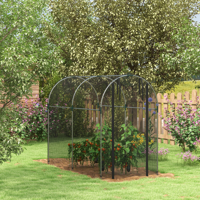 Estufa de Cultivo Estufa de Jardim com 1 Porta com Fecho de Correr Suporte e Anti UV para Proteger as Plantas Pátio Jardim Varanda 120x240x188 cm Preto