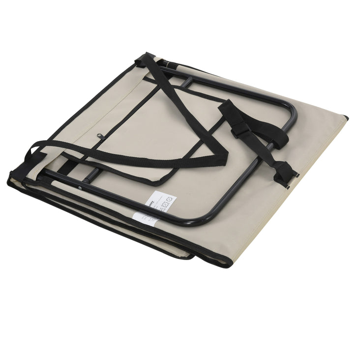 Conjunto de 2 Esteiras de Praia Dobrável Esteiras Acolchoadas com Encosto Reclinável e Bolsa de Transporte para Jardim Campismo 142x51x40 cm Bege
