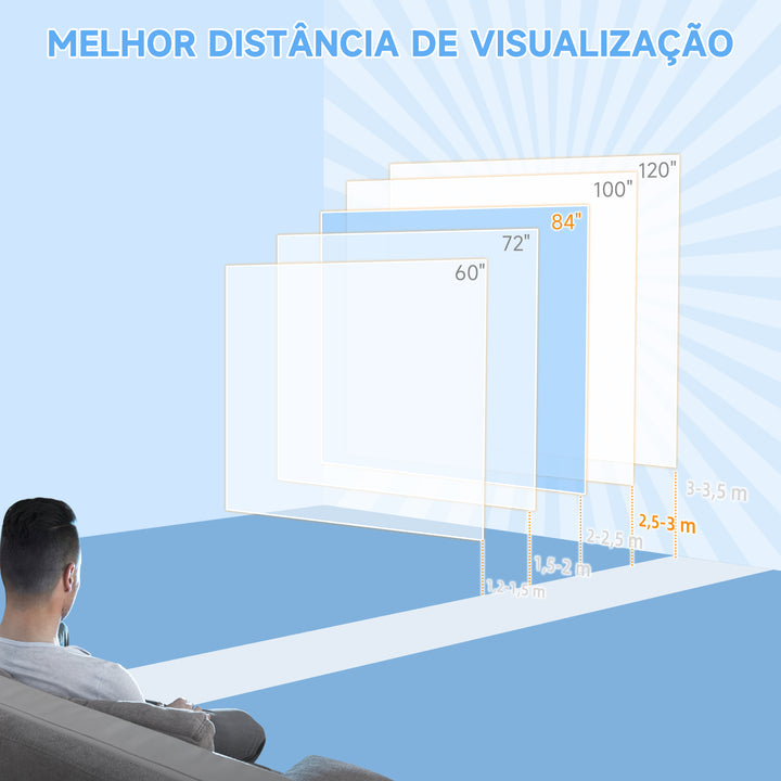 Tela de Projeção Manual de 85 Polegadas Tela de Projeção Portátil Formato 1:1 para Interior e Exterior Cinema em Casa Jardim 162,5x162 cm Branco