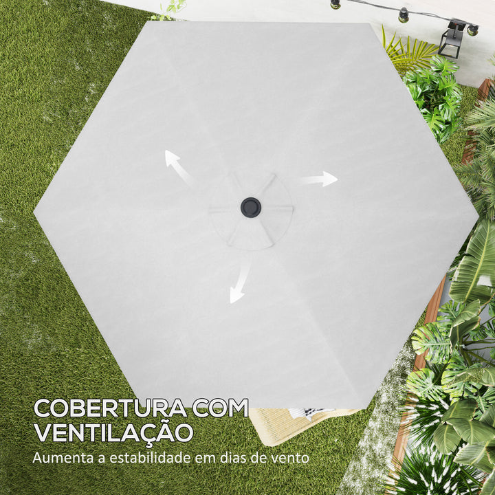 Toldo de Substituição para Chapéu de Sol de 3m Toldo para Chapéu de Sol com Ventilação Superior Proteção UV 30+ Toldo de Substituição para Chapéu de Sol de Poliéster para Exteriores Creme