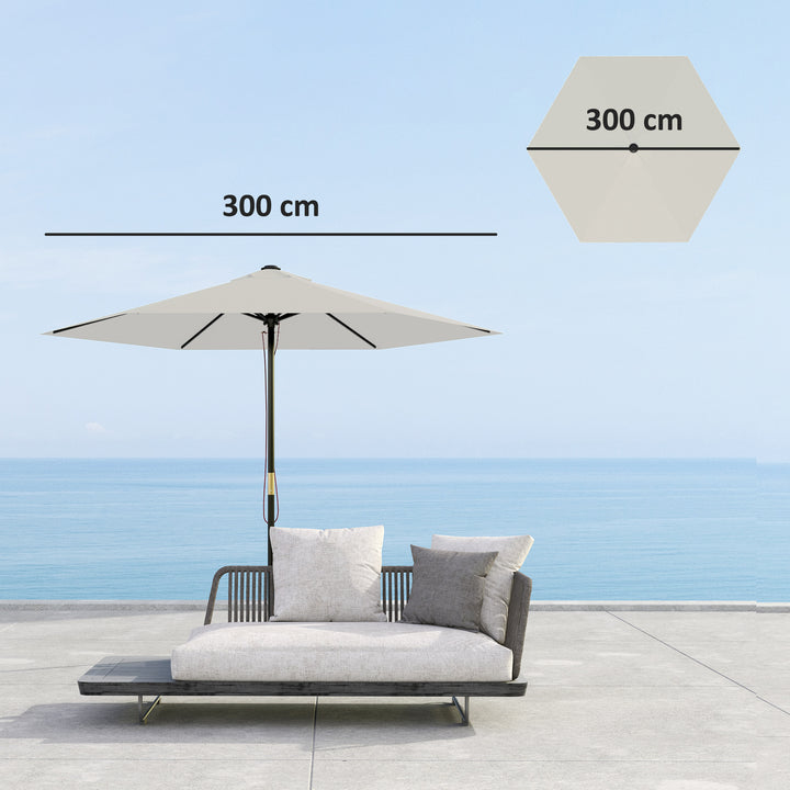 Toldo de Substituição para Chapéu de Sol de 3m Toldo para Chapéu de Sol com Ventilação Superior Proteção UV 30+ Toldo de Substituição para Chapéu de Sol de Poliéster para Exteriores Creme