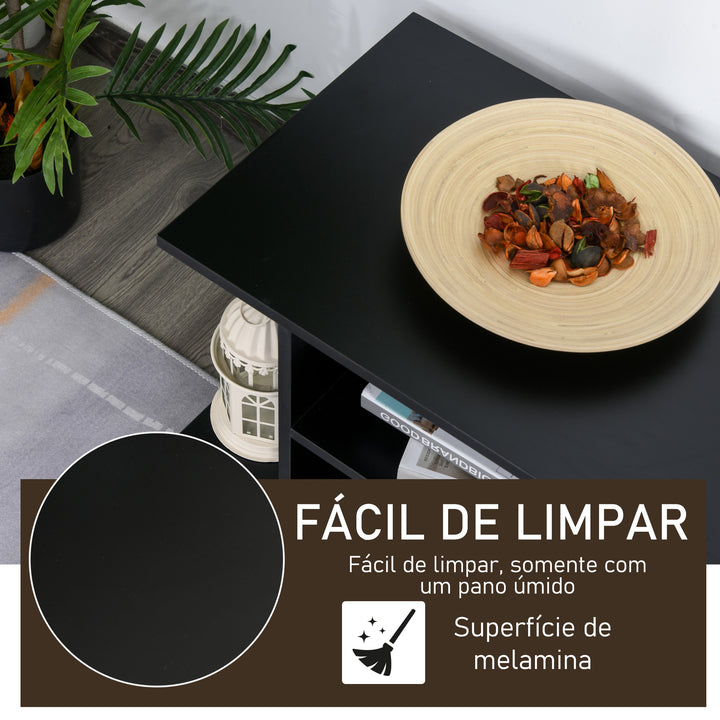 Móvel de Televisão com prateleiras e rodas para sala de estar 40x40x80 cm Preto