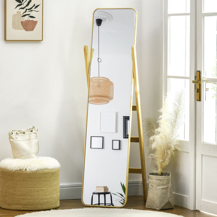 Espelho de Pé com Cabideiro Espelho de Corpo Inteiro 40x35x147cm Espelho com Estrutura de Madeira para Sala de Estar Dormitório Entrada Madeira