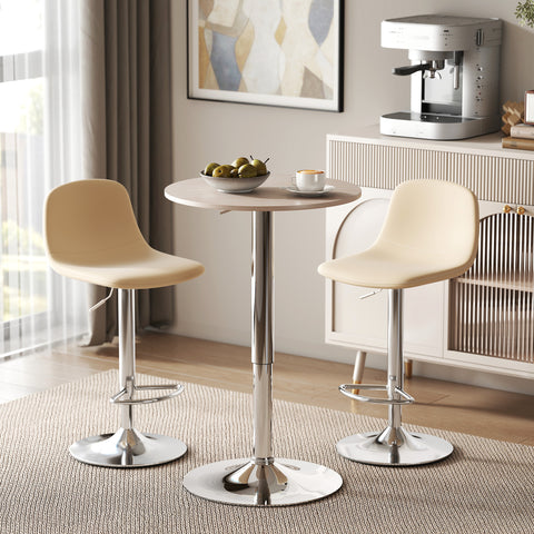 Mesa de Bar com Altura Ajustável Giratória 360° com Base Redonda Mesa Alta Moderna para Cozinha Sala de Jantar Ø60x67-93 cm Madeira