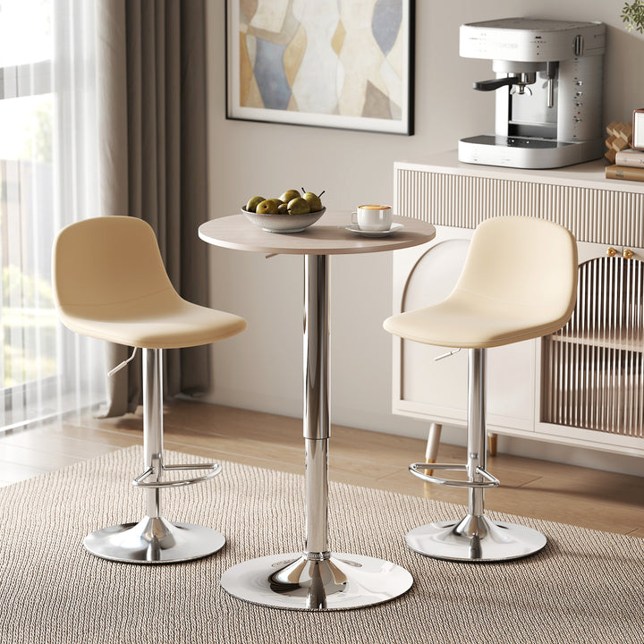 Mesa de Bar com Altura Ajustável Giratória 360° com Base Redonda Mesa Alta Moderna para Cozinha Sala de Jantar Ø60x67-93 cm Madeira