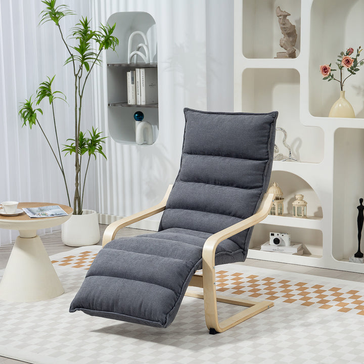 Poltrona de Salão com Apoio para os Pés Ajustável, Poltrona Estofada em Veludo, Estrutura de Madeira, Poltrona de Relax para Quarto, Escritório, Estudo, 67x93x105 cm, Cinzento Escuro
