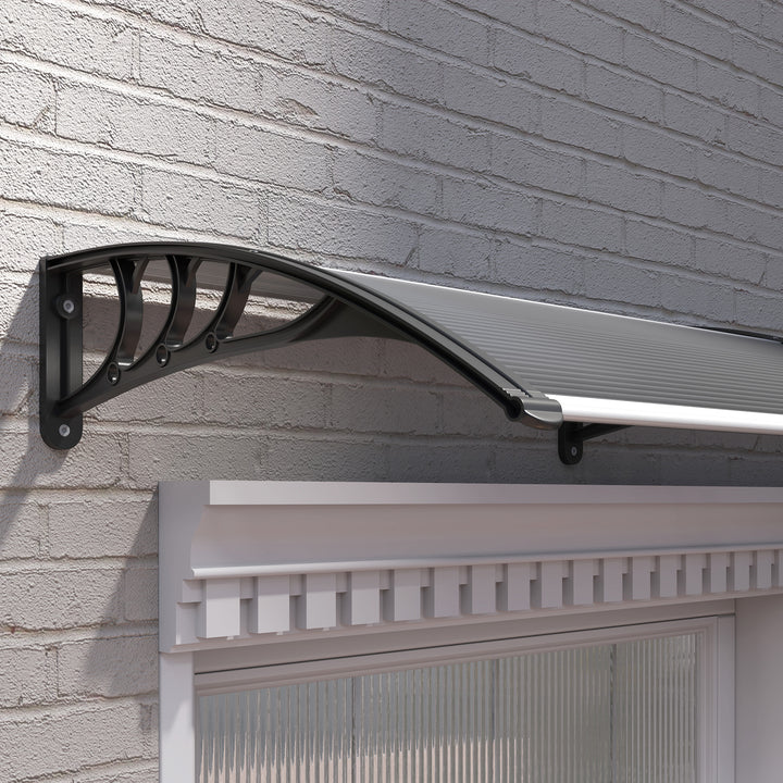 Marquise para Portas e Janelas 196x75x23 cm Marquise de Proteção contra Sol e Chuva com Cobertura de Policarbonato Preto