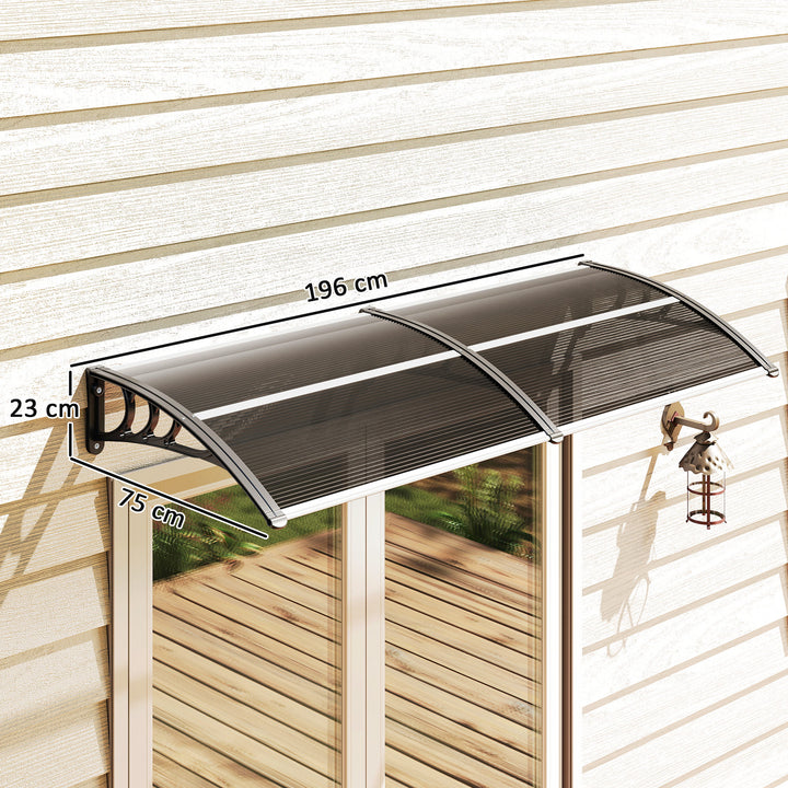 Marquise para Portas e Janelas 196x75x23 cm Marquise de Proteção contra Sol e Chuva com Cobertura de Policarbonato Preto