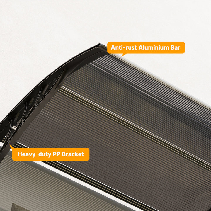 Marquise para Portas e Janelas 196x75x23 cm Marquise de Proteção contra Sol e Chuva com Cobertura de Policarbonato Preto