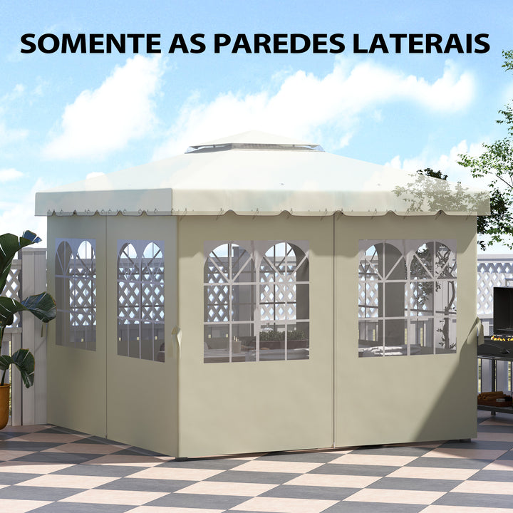 4 Paredes Laterais para Tenda 3x3 m Laterais de Tenda com Ganchos 8 Janelas Proteção UV Substituição Lateral para Tenda de Jardim Exterior Festa Creme