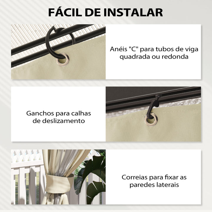 4 Paredes Laterais para Tenda 3x3 m Laterais de Tenda com Ganchos 8 Janelas Proteção UV Substituição Lateral para Tenda de Jardim Exterior Festa Creme
