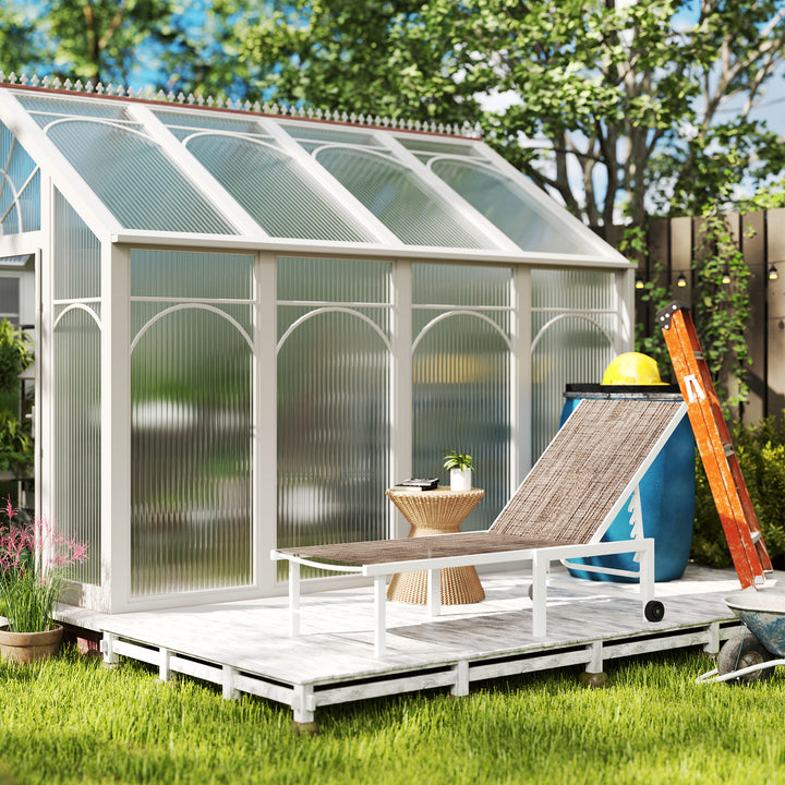 Espreguiçadeira Reclinável Espreguiçadeira Jardim com Rodas Encosto Ajustável em 5 Níveis e Estrutura de Aço Carga 120 kg para Pátio Varanda 166x60x84 cm Marrom