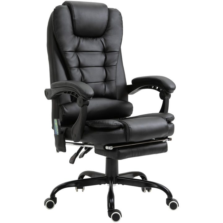 Cadeira de Massagem com 7 Pontos de Massagem Cadeira de Escritório Reclinável com Altura Ajustável Apoio para os Pés e Controlo Remoto 67x79x111-121 cm Preto