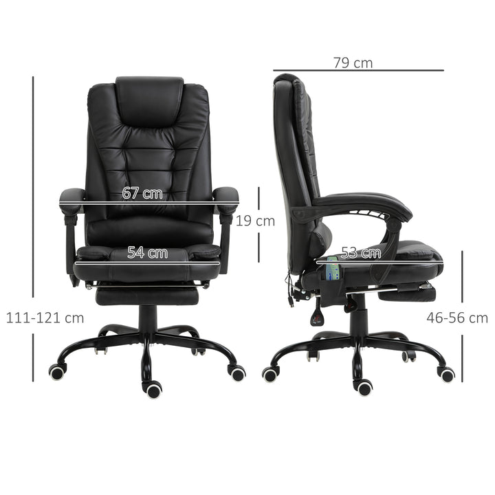 Cadeira de Massagem com 7 Pontos de Massagem Cadeira de Escritório Reclinável com Altura Ajustável Apoio para os Pés e Controlo Remoto 67x79x111-121 cm Preto