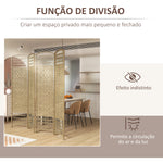 Biombo de 4 Painéis Separador de Ambientes 160x170 cm Divisor de Habitação Dobrável de Corda de Papel e Estrutura de Madeira Decoração para Dormitório Sala de Estar Natural