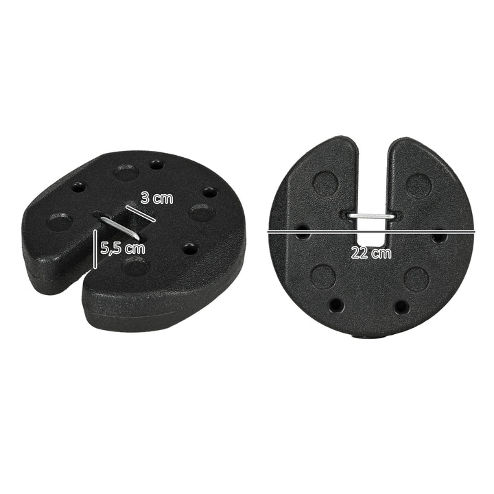Conjunto de 4 Pesos para Tendas Dobráveis Pesos para Pérgola Preenchidos com Cimento Bases para Toldo Pérgola Ø22x5,5 cm Preto
