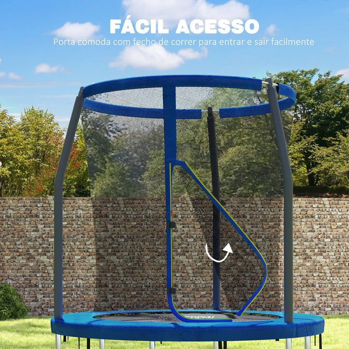Trampolim Infantil Ø183 cm, para Crianças acima de 6 Anos com Rede de Segurança Barras Acolchoadas Capa de Segurança e Estrutura de Aço Interior e Exterior