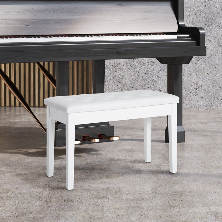 Banco de Piano Banco para Piano com Espaço de Armazenamento Assento de Couro Sintético Acolchoado Carga Máxima 200 kg 76x36x50 cm Branco